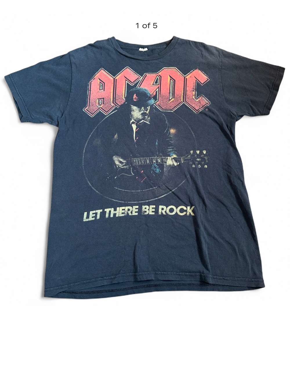Vintage ACDC Let There Be Rock Angus Young Bay Island Graphic Band T Shirt